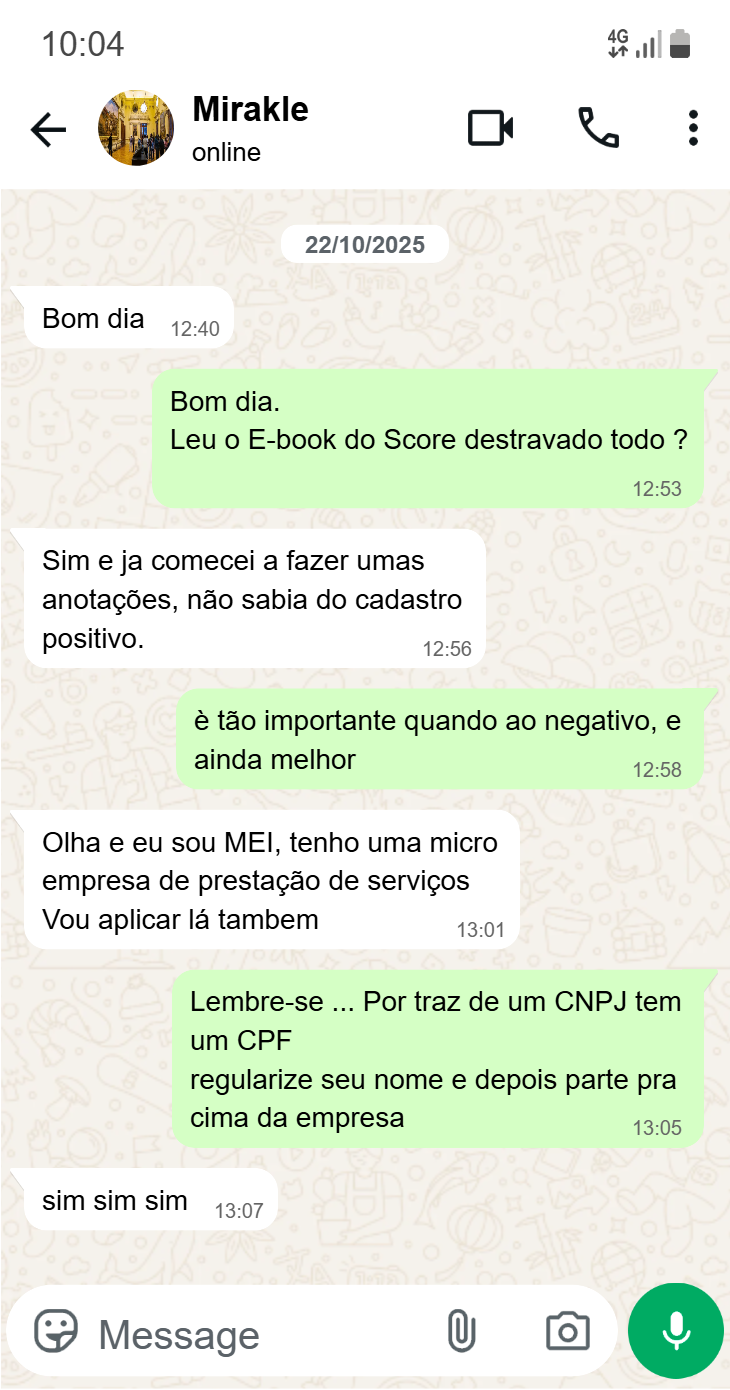 Relato ilustrativo de leitor (resultados variam)